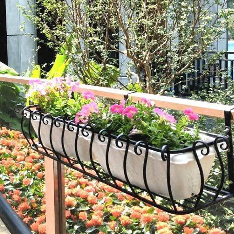 Suporte para vasos de flores em ferro à prova de intempéries para varanda