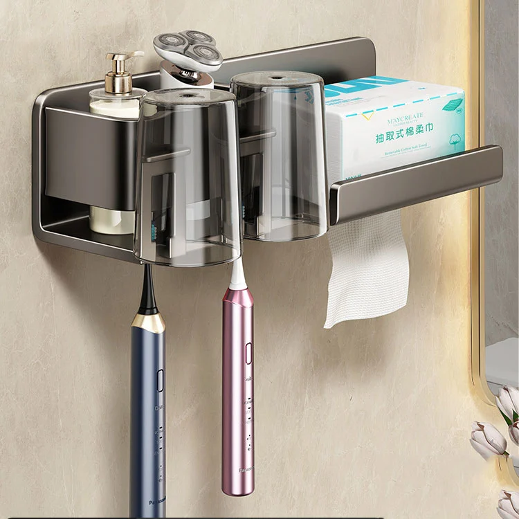 Suporte para escova de dentes montado na parede de metal sem perfuração